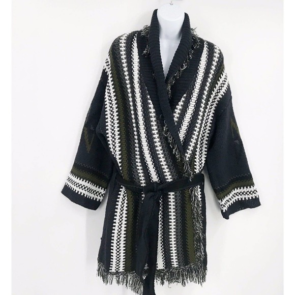 ANTHROPOLOGIE JOHN + JENN Fringed Tapestry Cardigan - Size Medium - Picture 3 of 8